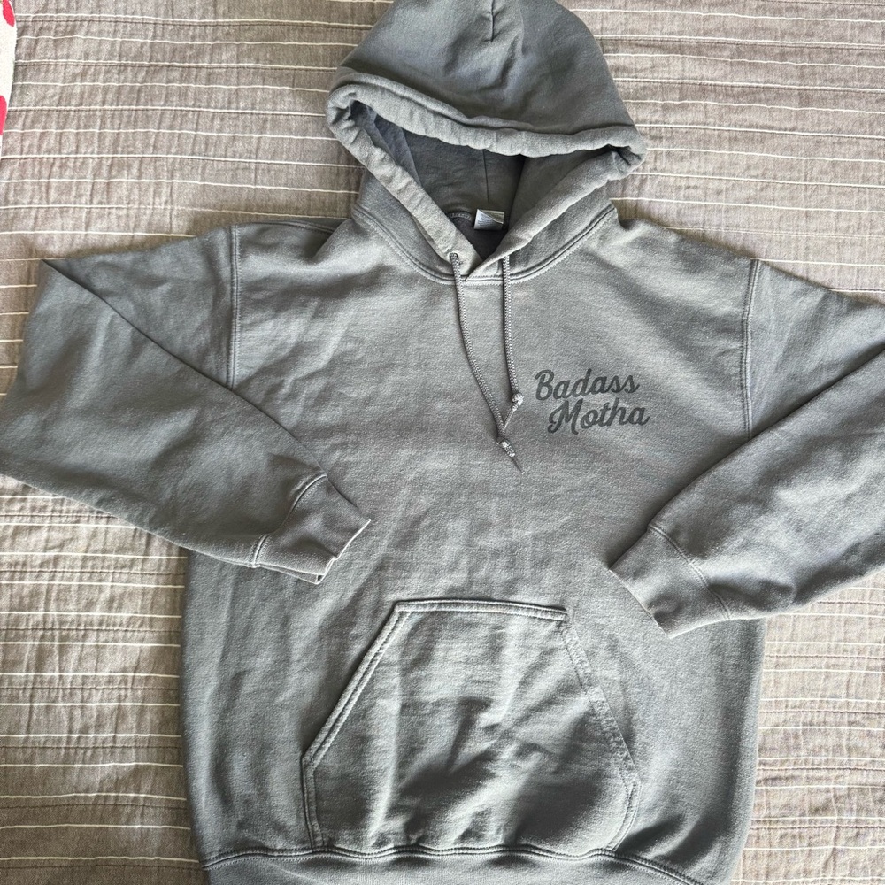 Hoodie Badass Motha‎ Gray Pullover Women Small